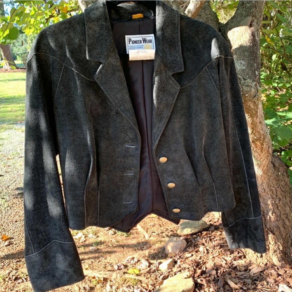Vintage Pioneer Wear Black Suede Western Jacket